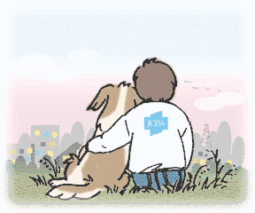 抱きあう人と犬